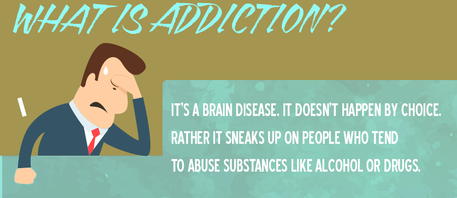 Addiction is a brain disease. it does not happen by choice. rather it sneaks up on people who tend to abuse substances like alcohol or drugs