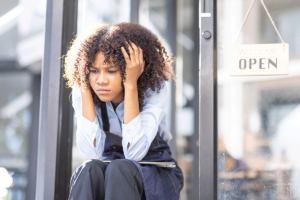 Woman learning how to subside anxiety from work