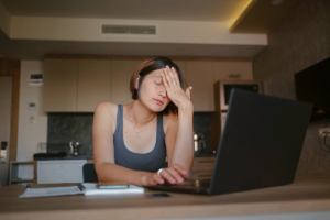 Woman who needs tips on overcoming burnout